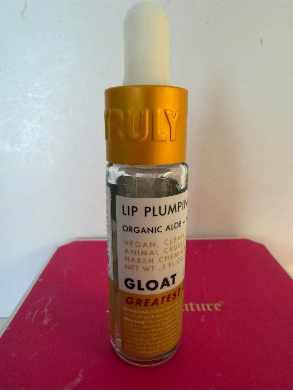TRULY GLOAT Lip Plumping Serum — Gold & White Dropper applied,5 oz. NWT.perfect.